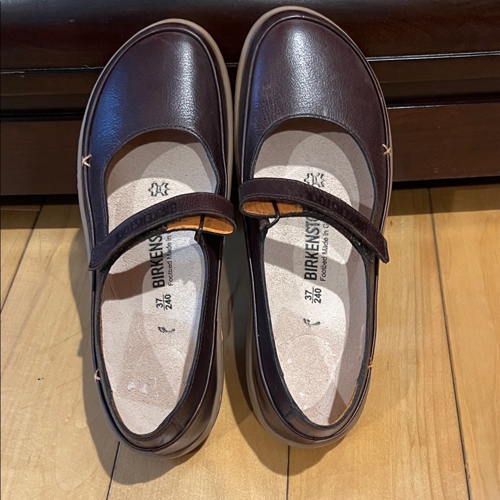 Birkenstock Women’s Mary Jane Shoes in Dark Brown Leather size 37